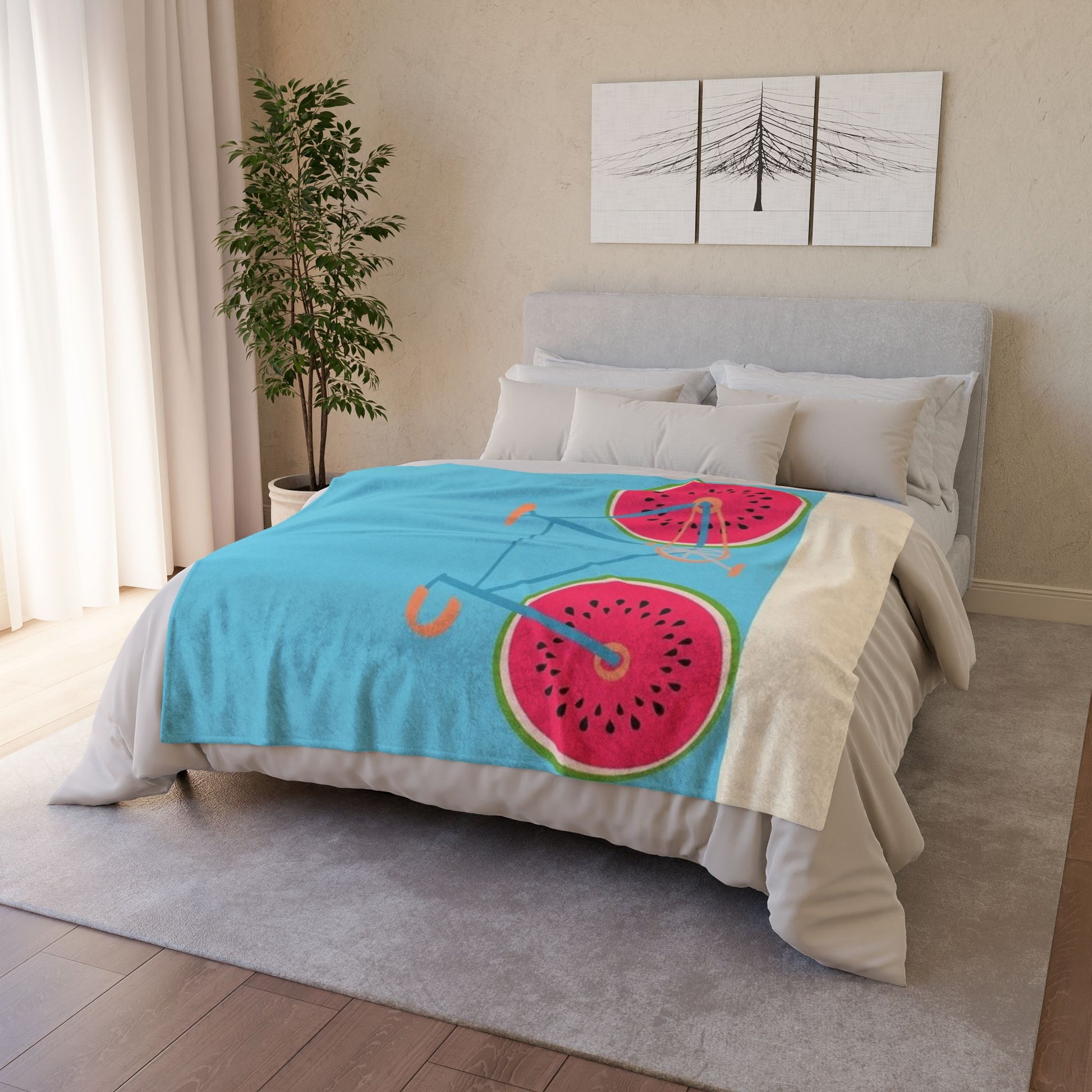 Watermelon Bicycle Blanket - Cozy Throw for Bike Lovers