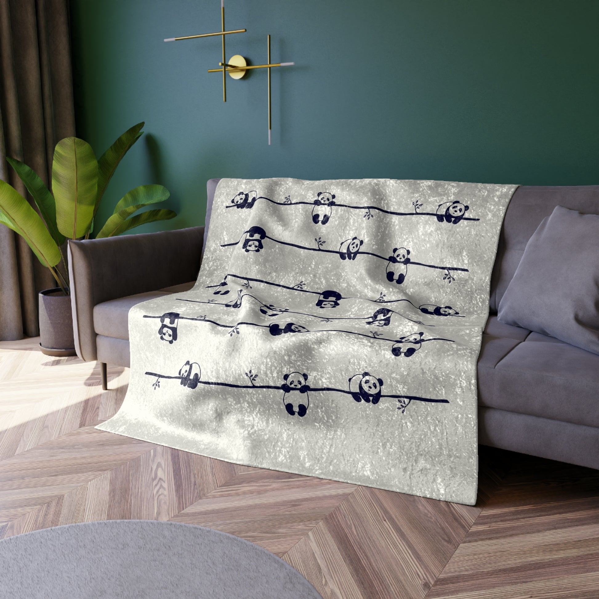 Cozy Panda Crushed Velvet Blanket, Soft Throw Blanket