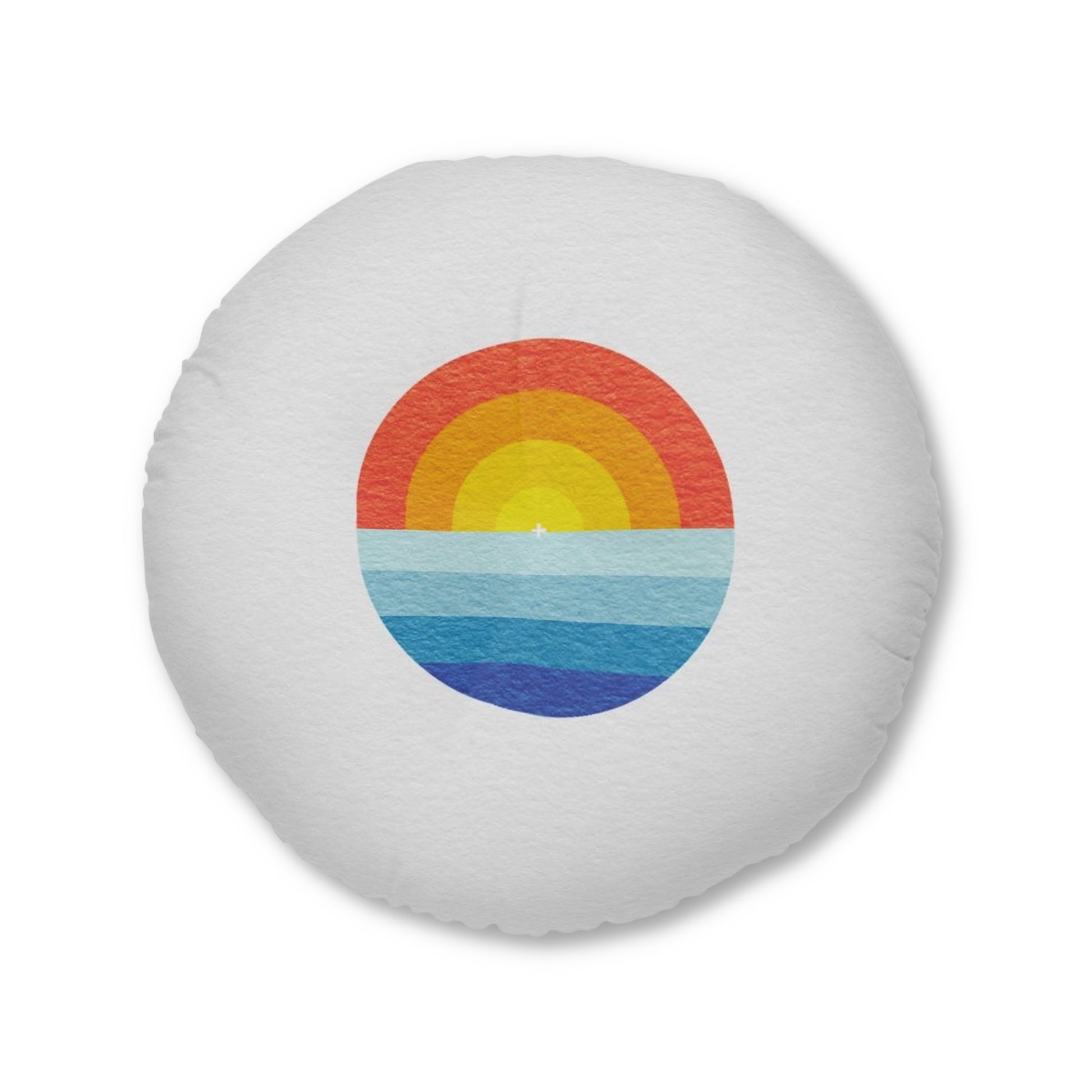 Sunset Waves Tufted Floor Pillow - Round Decorative Cushion