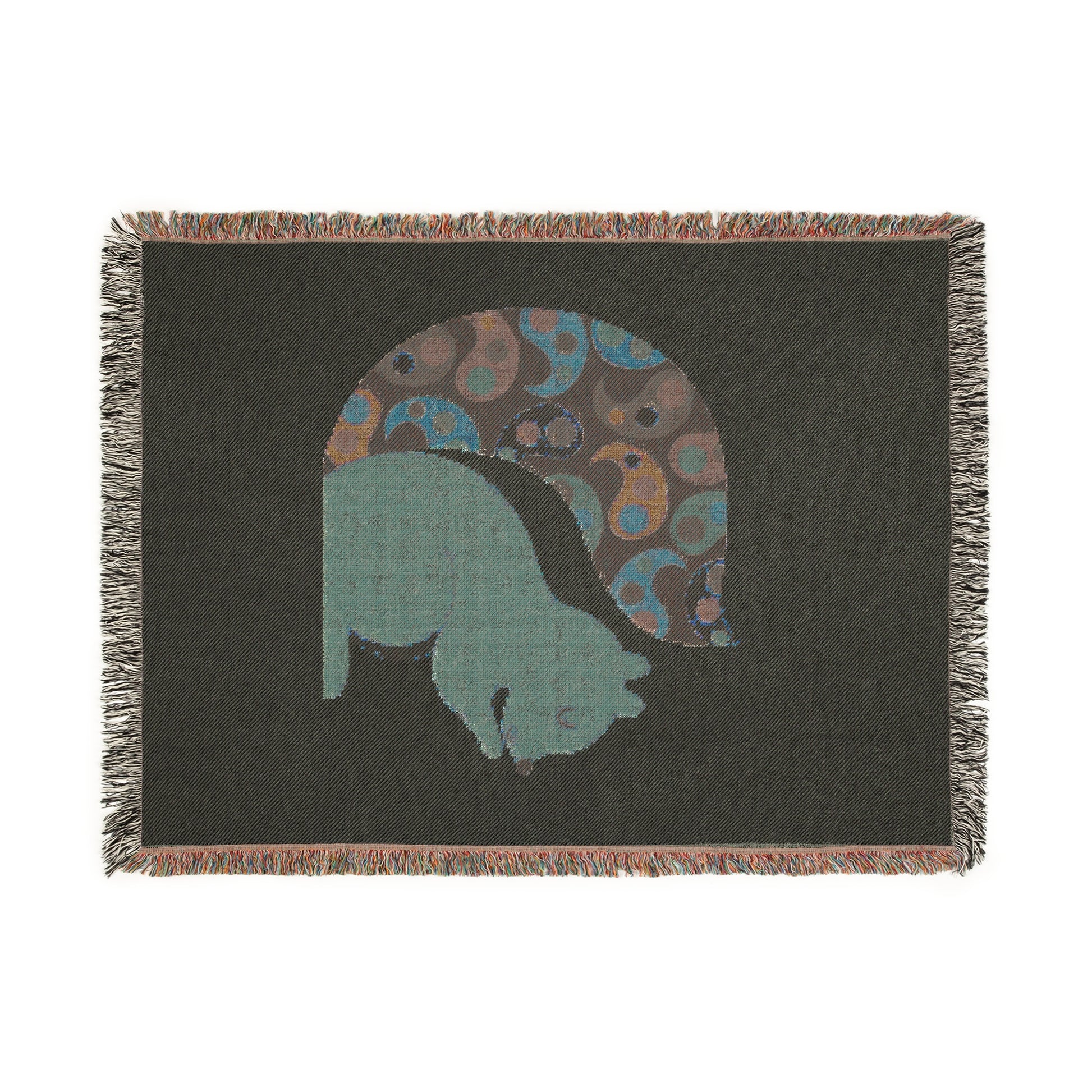 Squirrel Silhouette Woven Blanket
