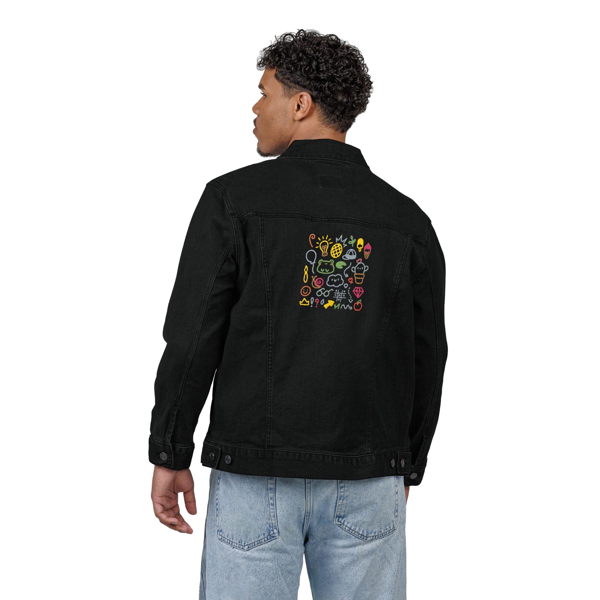 Playful Embroidered Unisex Denim Jacket