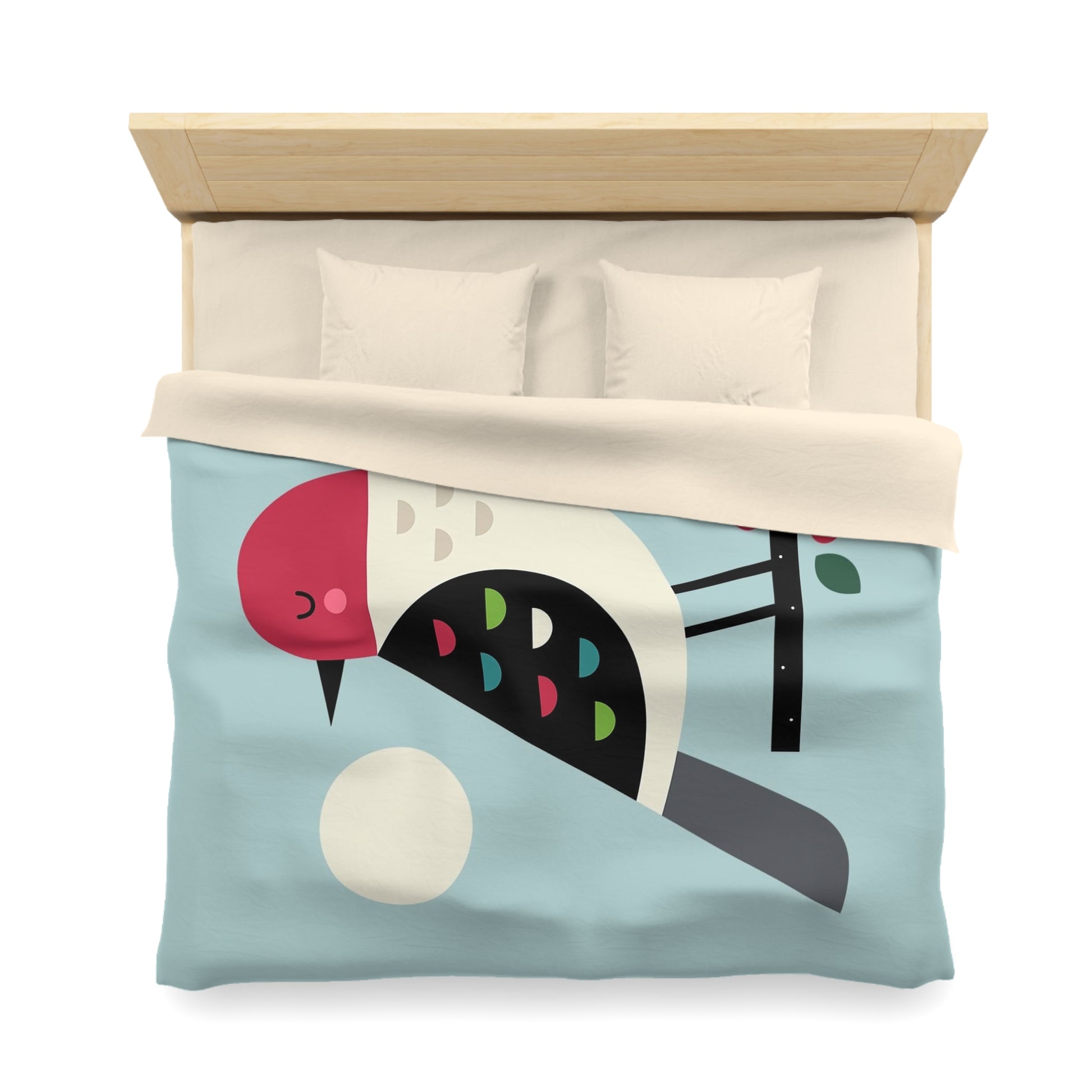 Cute Bird Pattern Microfiber Duvet Cover