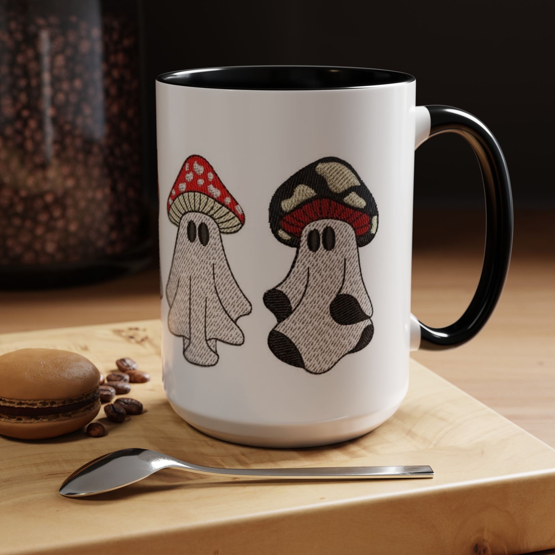 Whimsical Ghost & Mushroom Coffee Mug