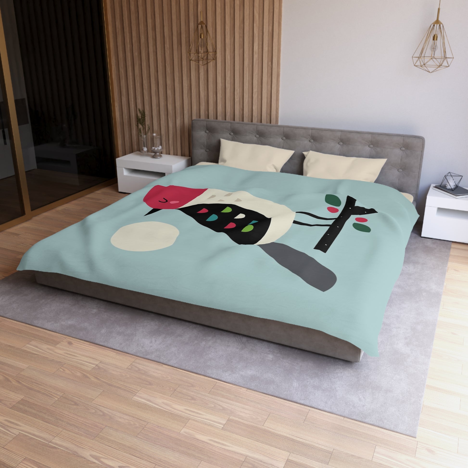 Cute Bird Pattern Microfiber Duvet Cover
