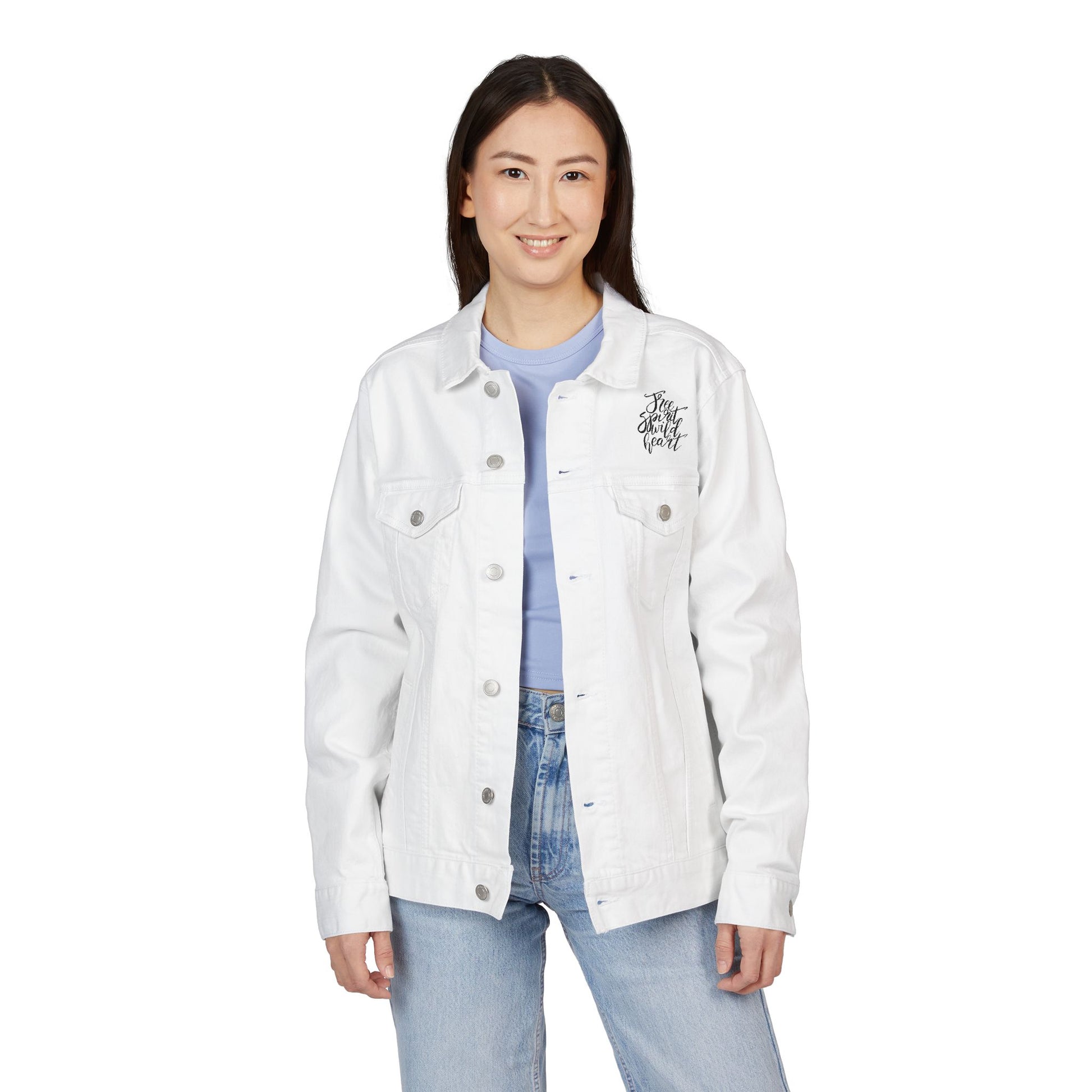 Embroidered Denim unisex Jacket with Butterfly design