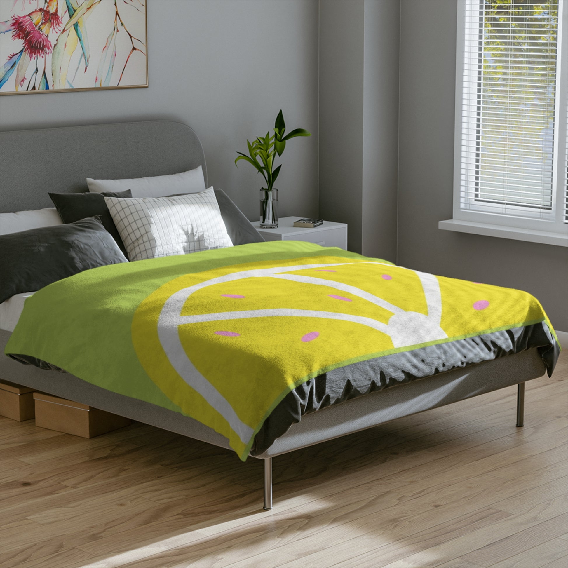 Lemon Slice Velveteen Microfiber Blanket | Cozy Home Decor