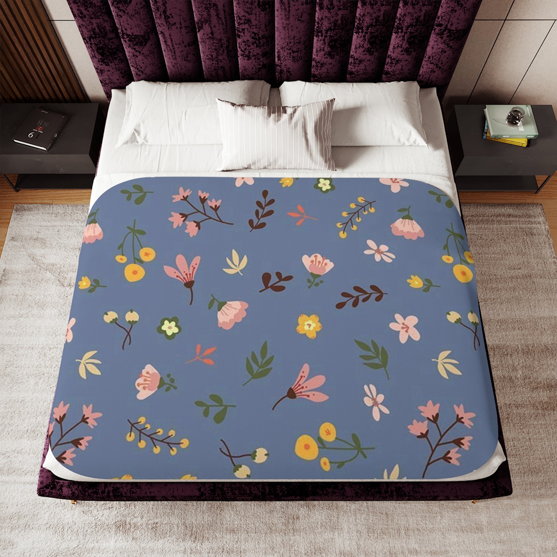 Cozy Floral Sherpa Blanket - Perfect for Home Décor