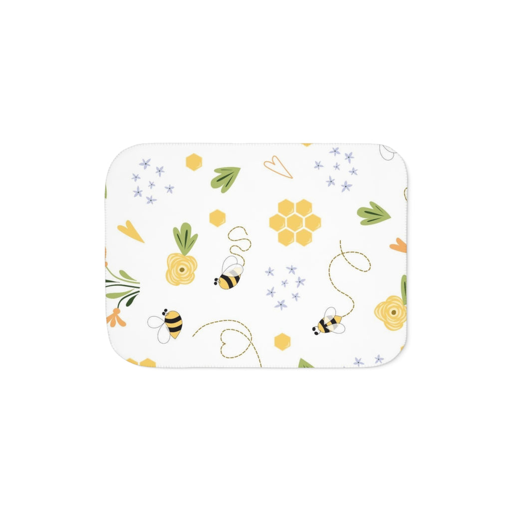 Cozy Floral Sherpa Blanket - Bee Pattern Comfort