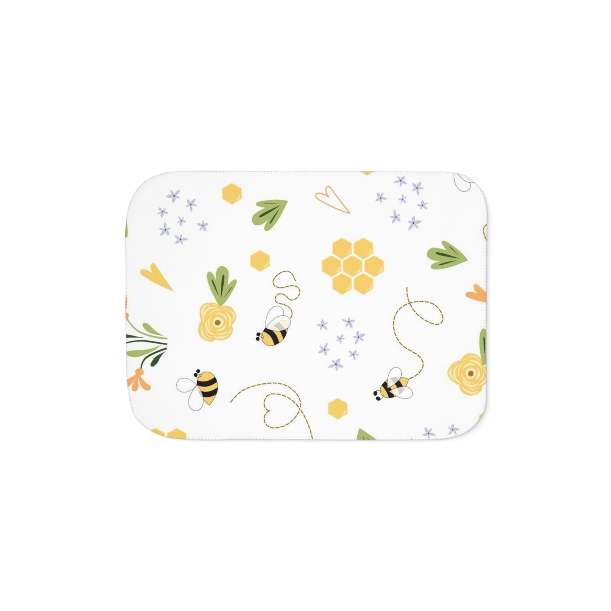 Cozy Floral Sherpa Blanket - Bee Pattern Comfort