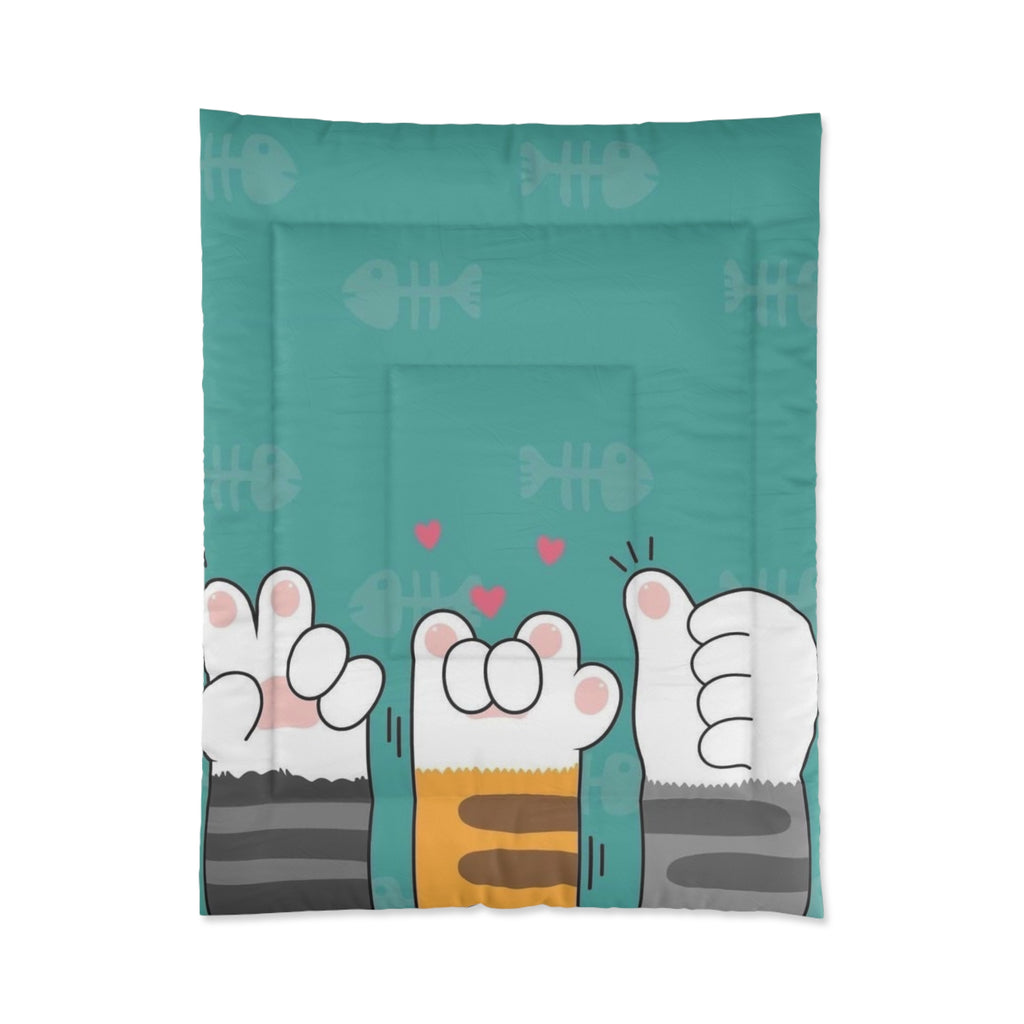 Cute Cat Paw Comforter - Cozy Bedding for Animal Lovers