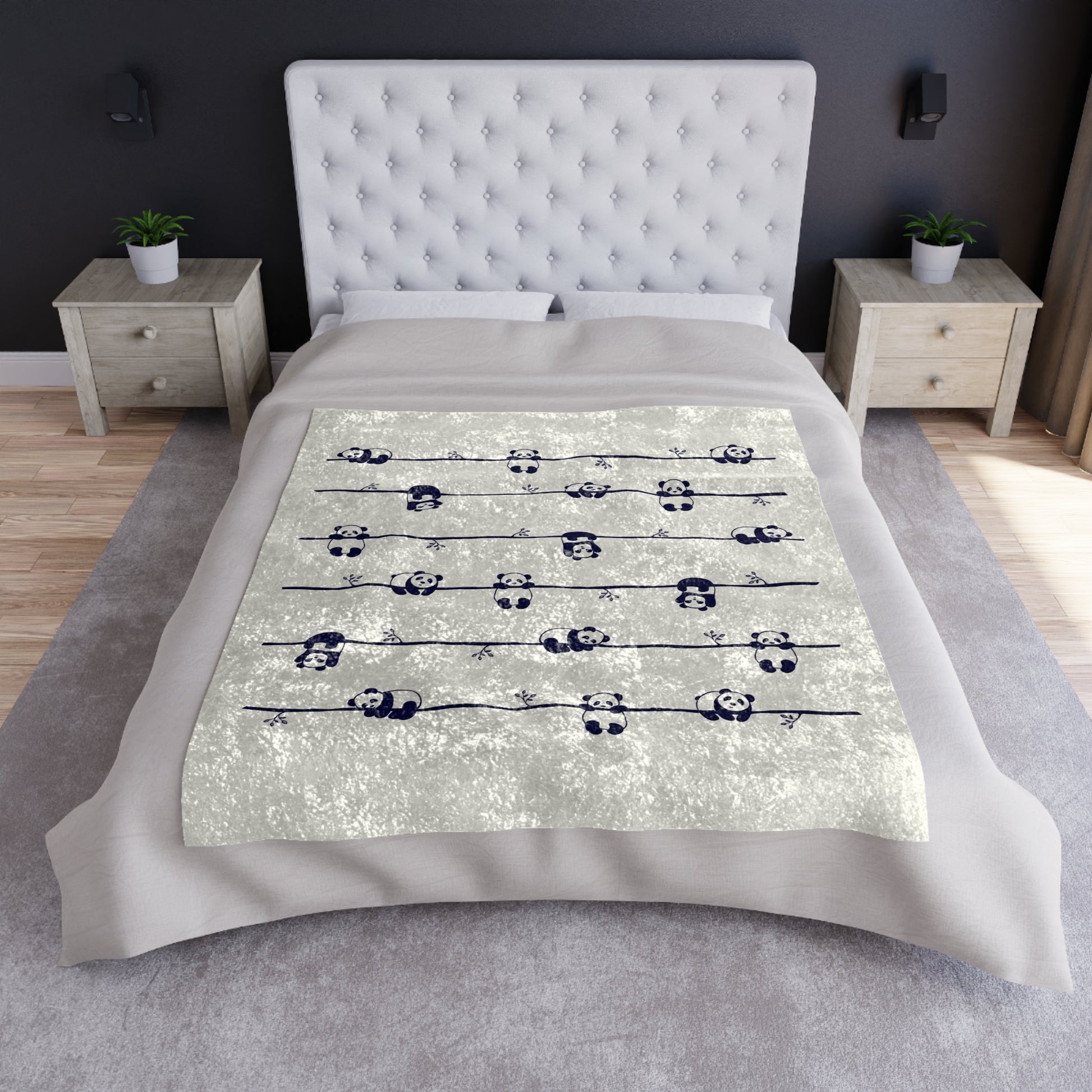 Cozy Panda Crushed Velvet Blanket, Soft Throw Blanket