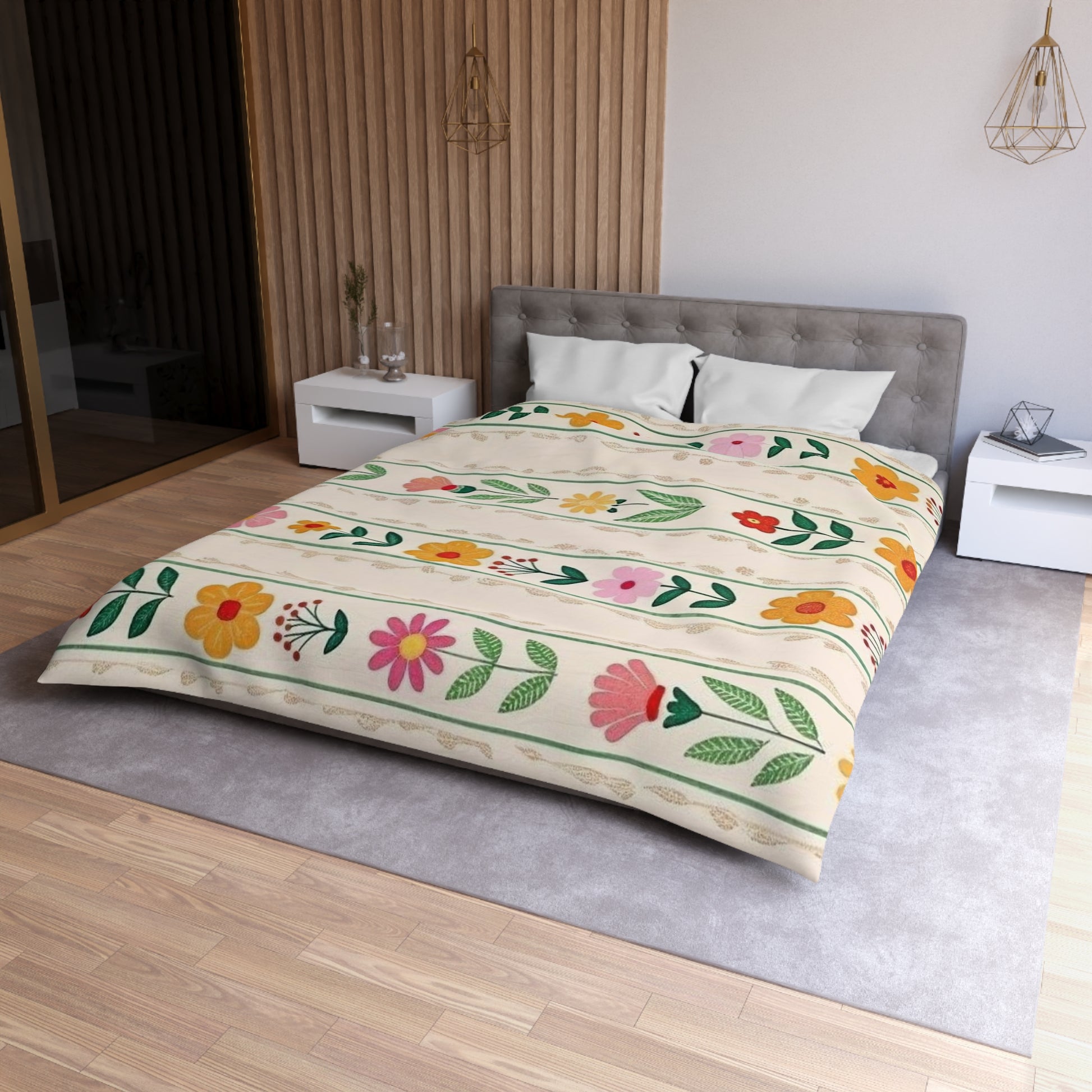 Colorful Floral Microfiber Duvet Cover