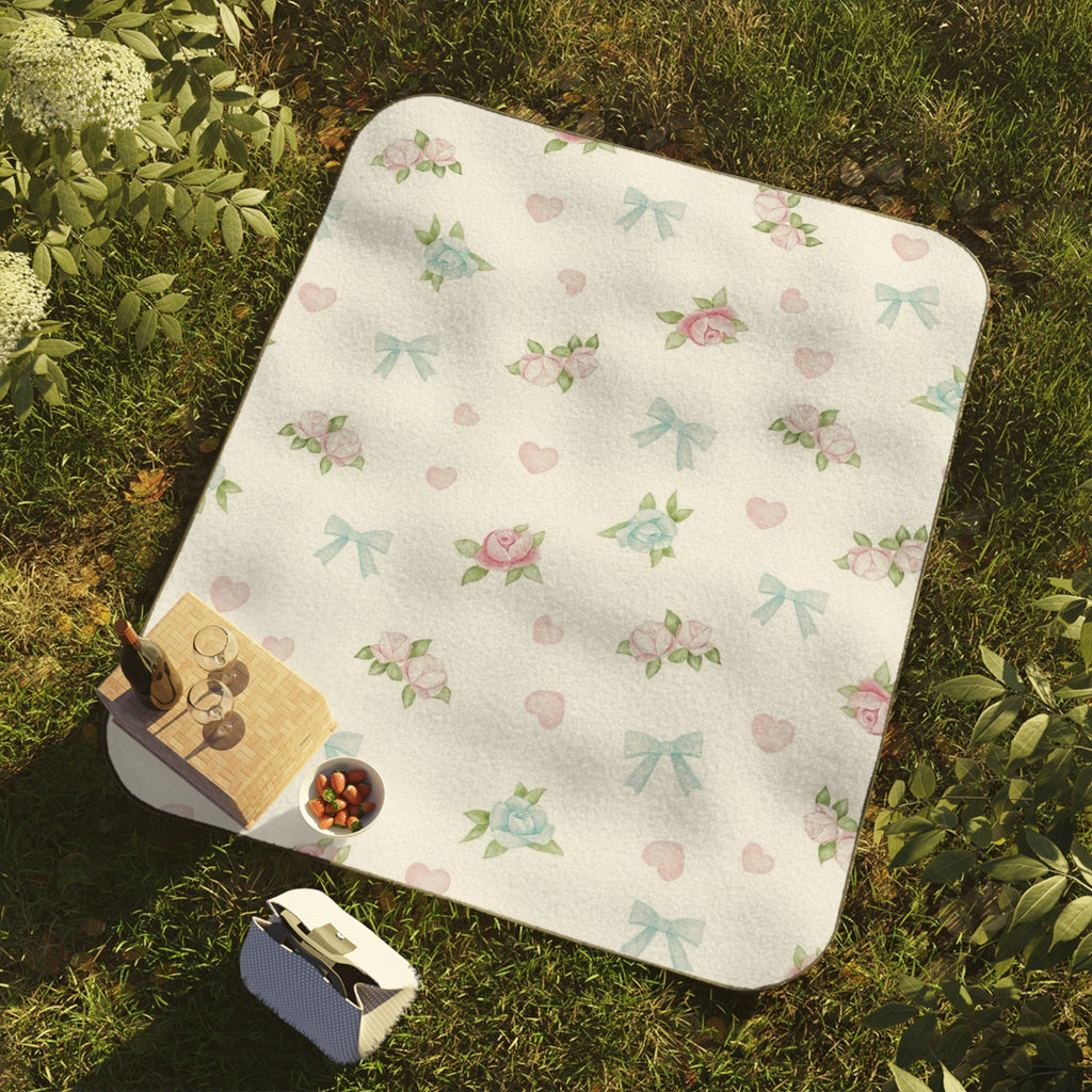 Charming Floral Picnic Blanket, Vintage Outdoor Mat