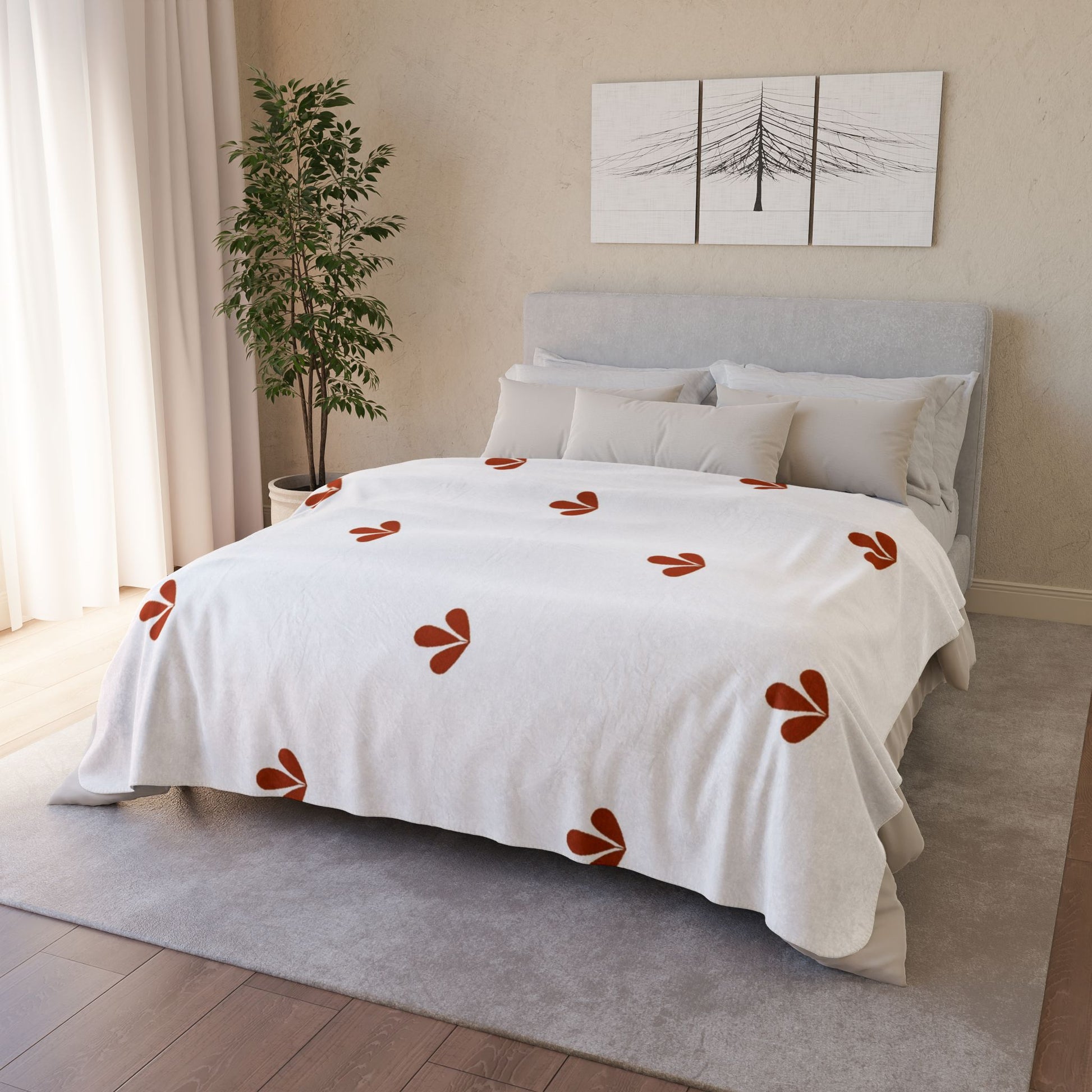 Cozy Fleece Sherpa Blanket with Warm Floral Design