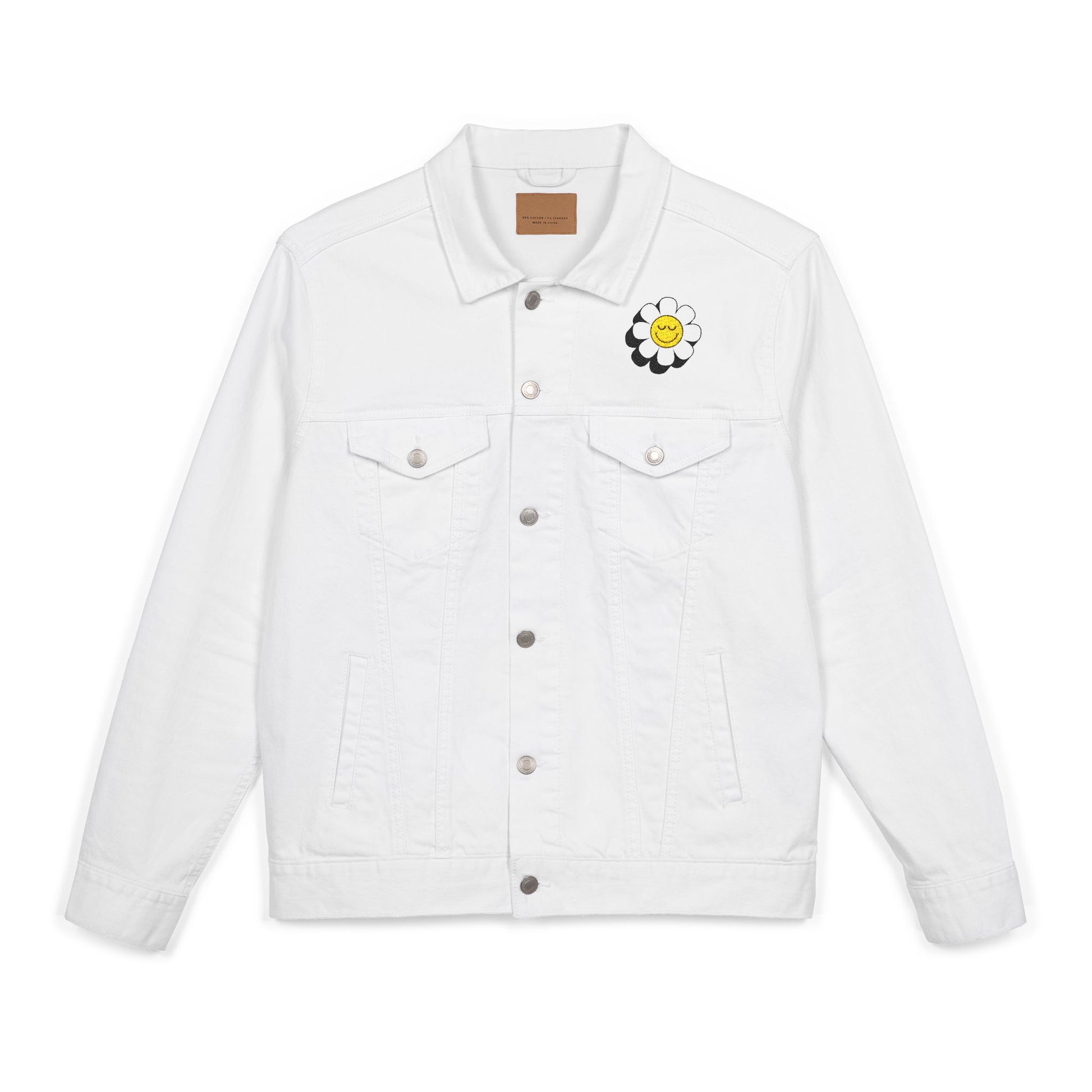Sunny Flower Embroidered Unisex Denim Jacket