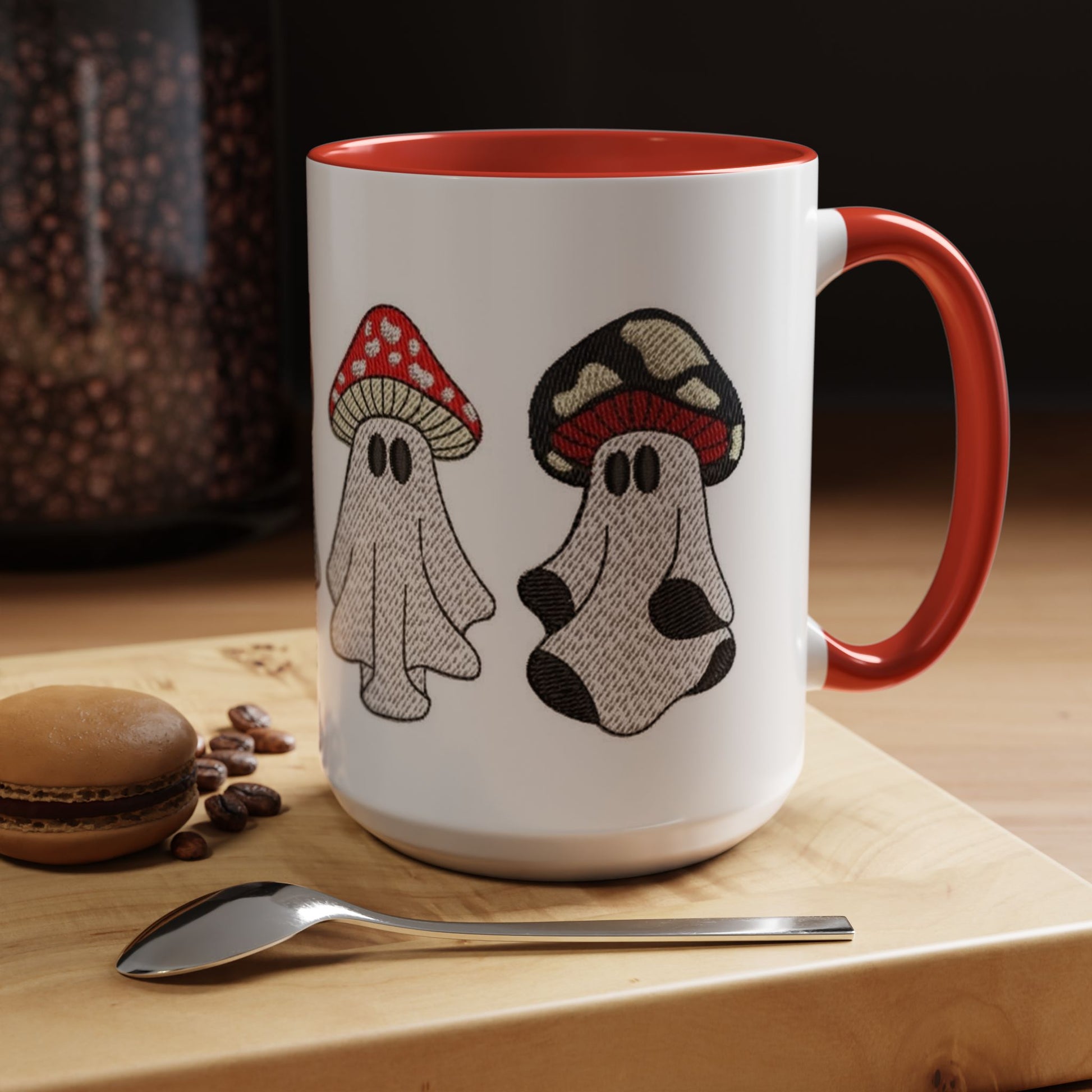 Whimsical Ghost & Mushroom Coffee Mug