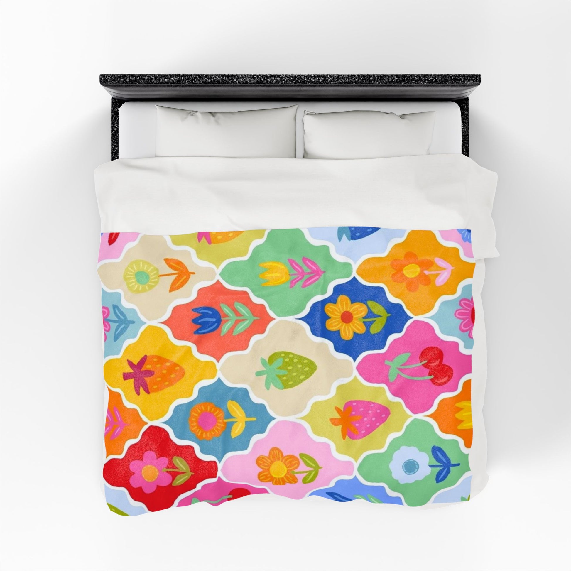 Colorful Floral Velveteen Plush Blanket