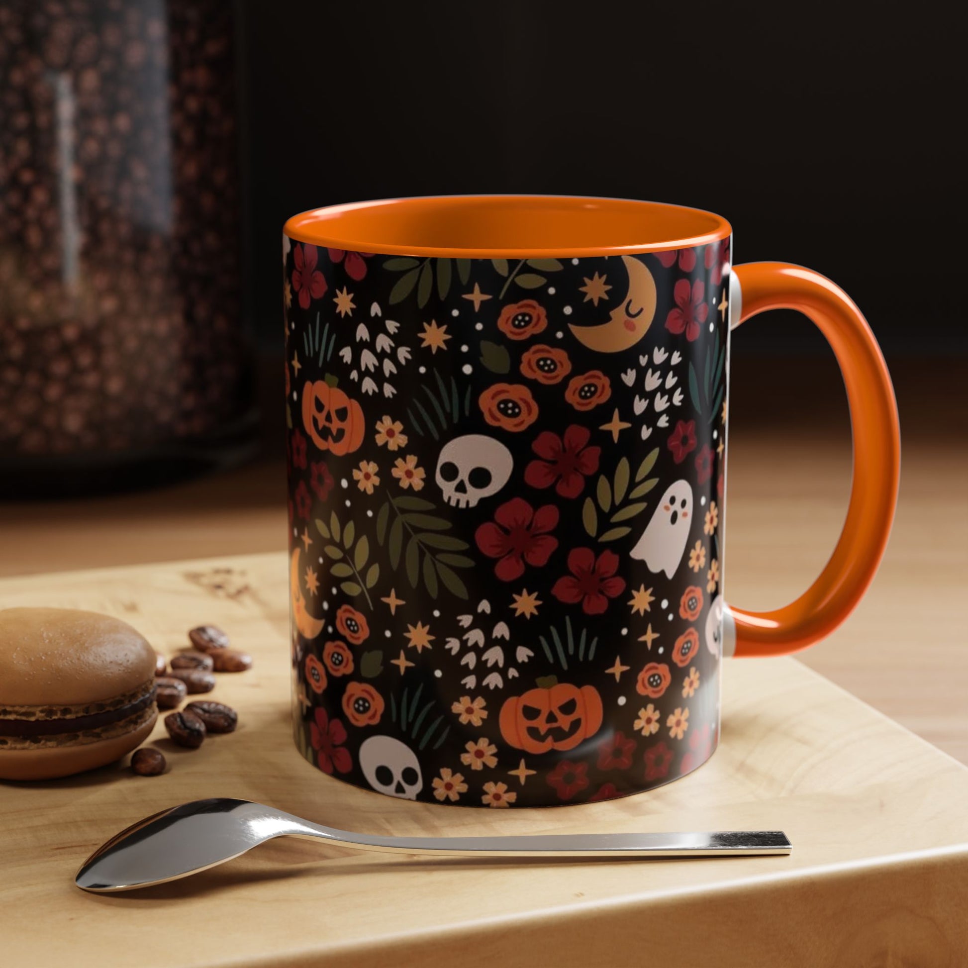 Spooky Floral Accent Coffee Mug - Halloween Gift