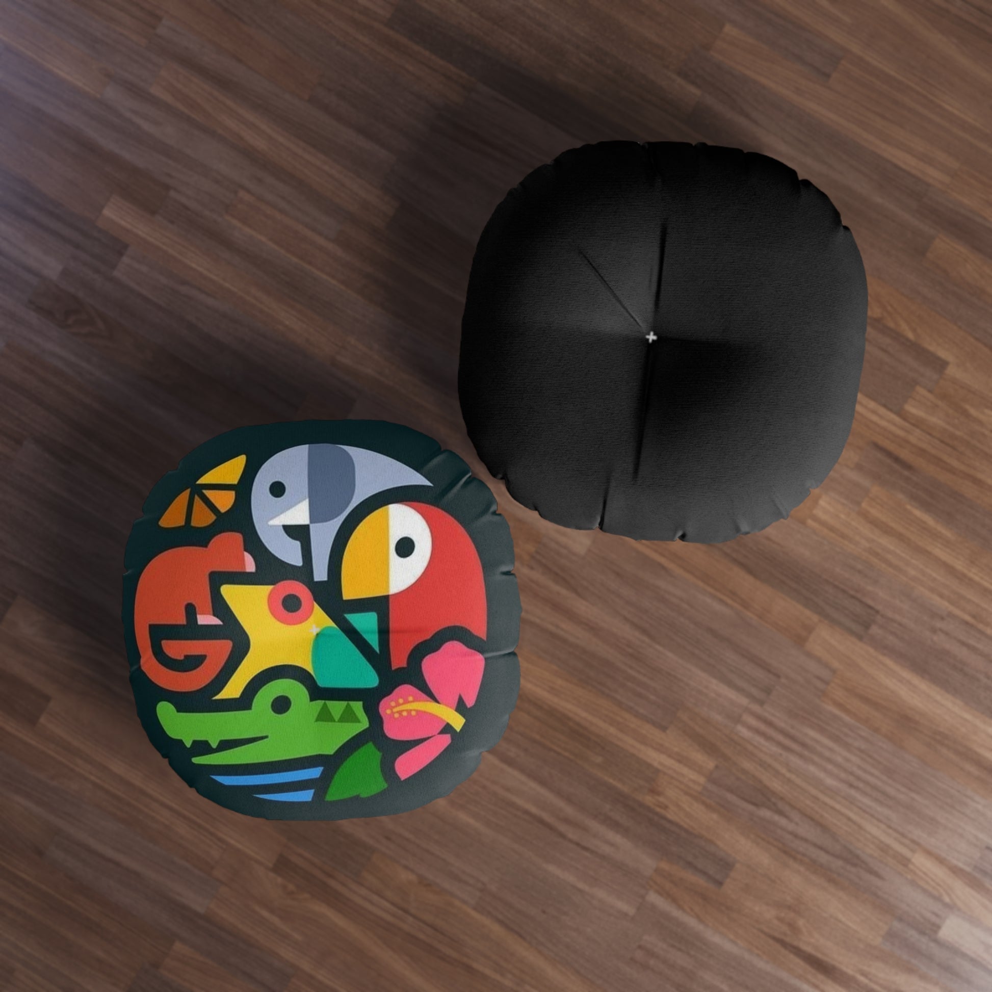 Colorful Tropical Tufted Floor Pillow