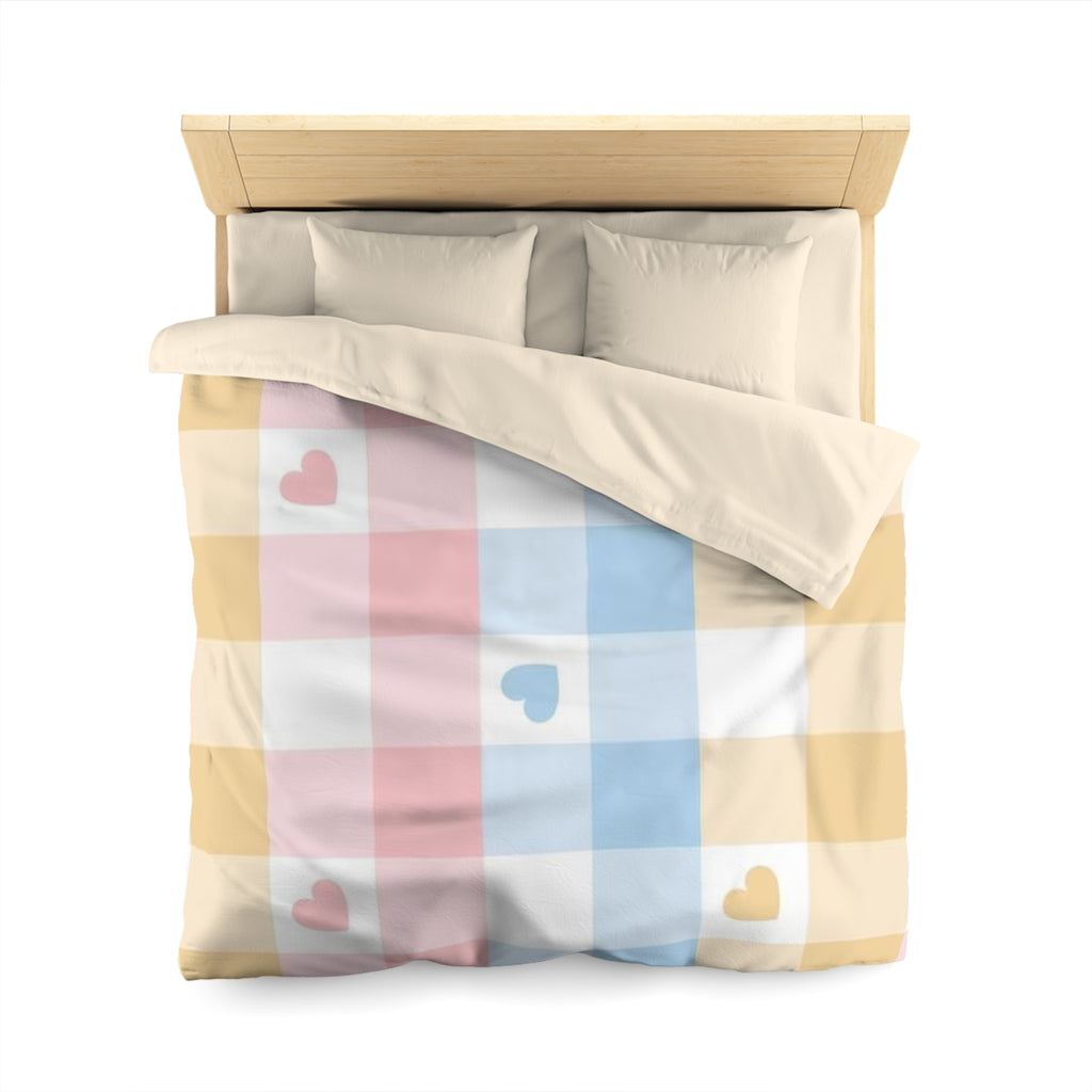 Cozy Heart Plaid Microfiber Duvet Cover