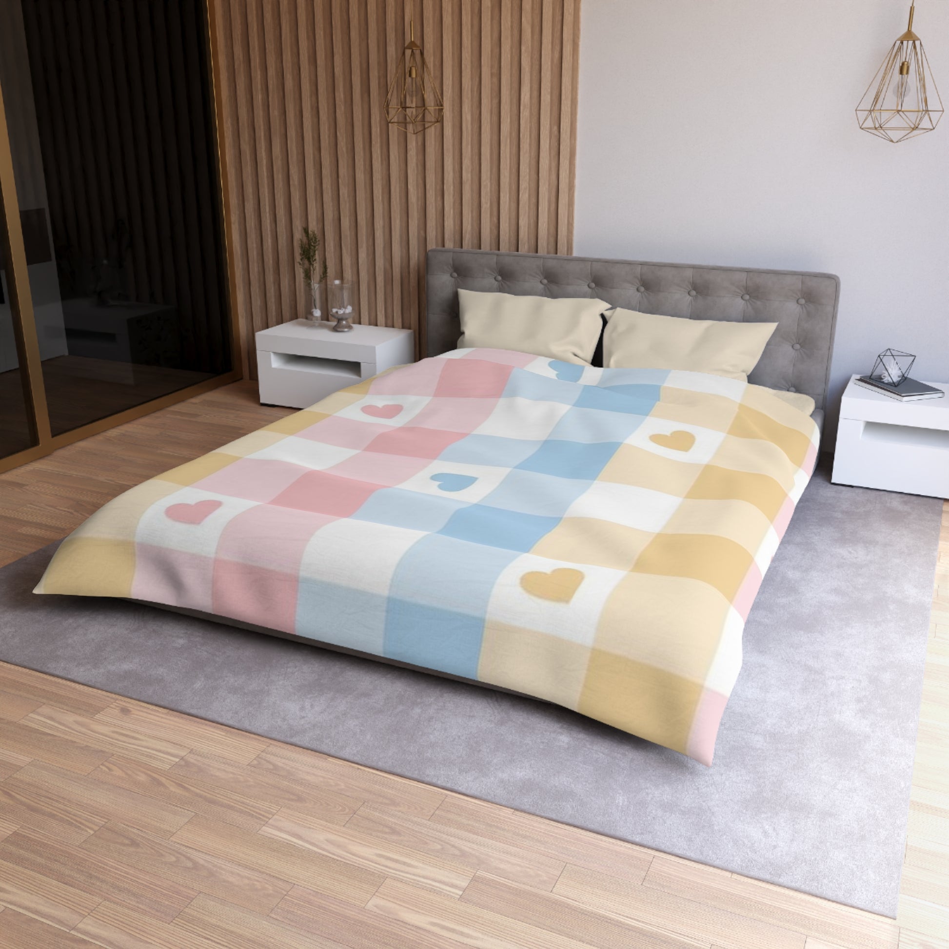 Cozy Heart Plaid Microfiber Duvet Cover