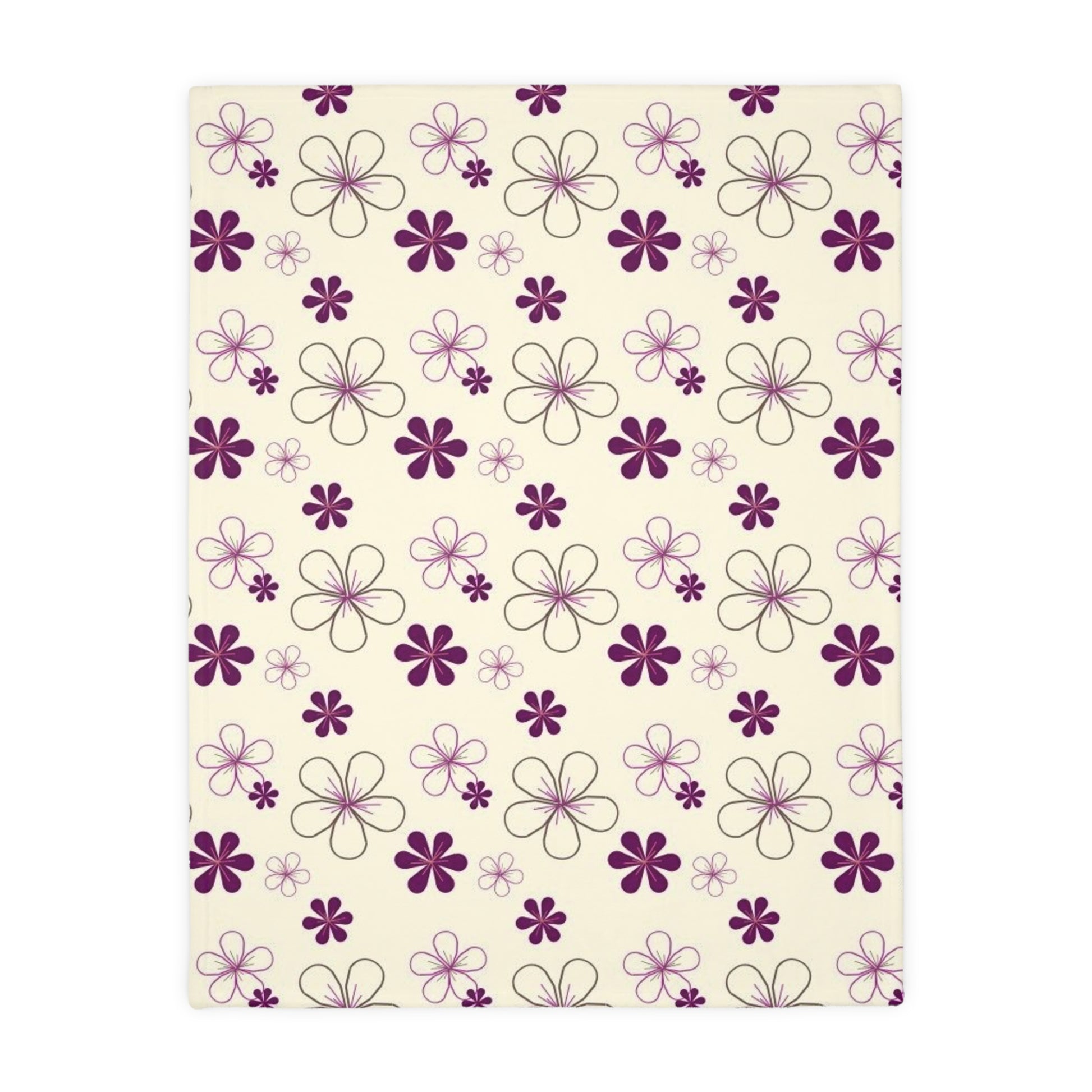 Cozy Floral Velveteen Blanket, Soft Microfiber Throw