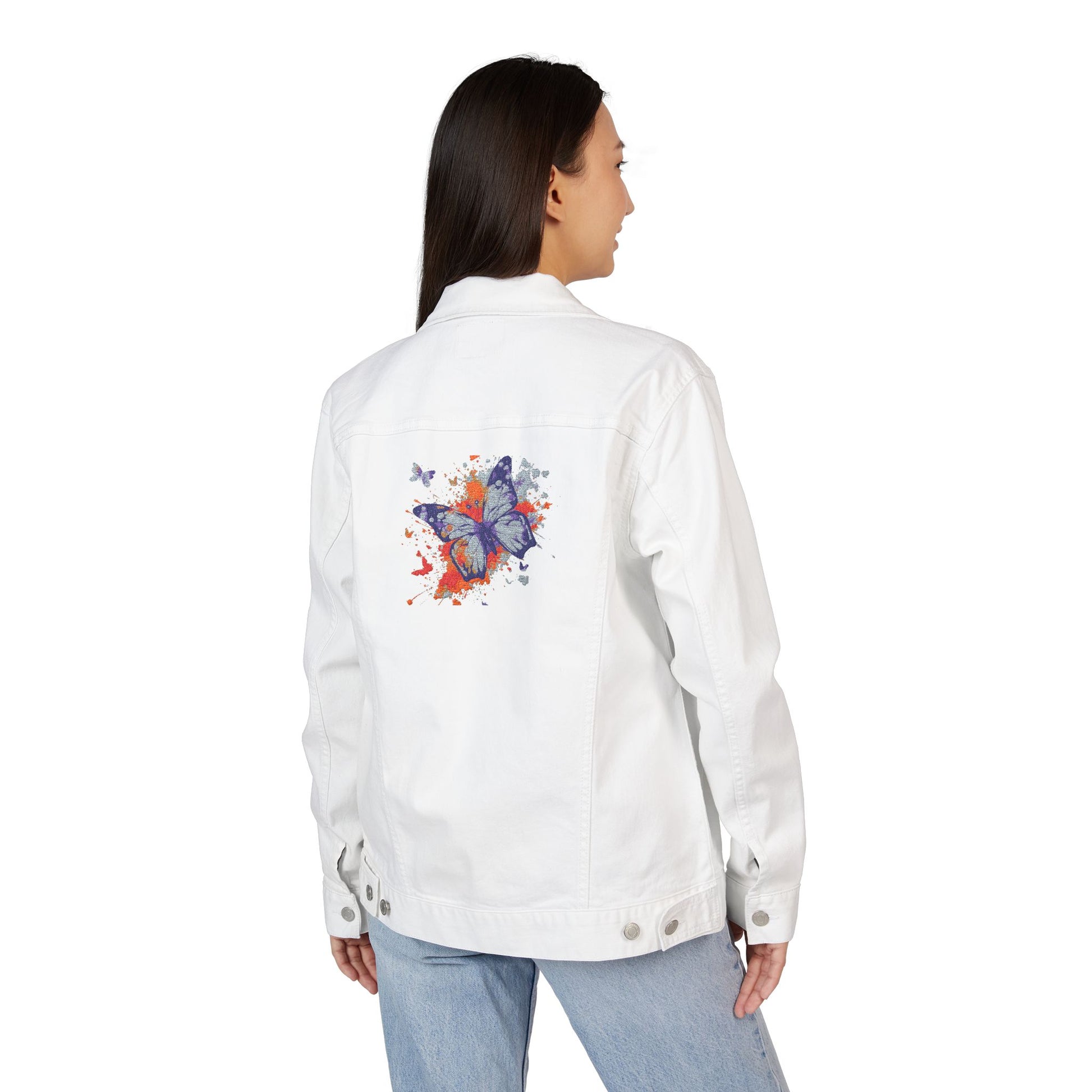 Embroidered Denim unisex Jacket with Butterfly design