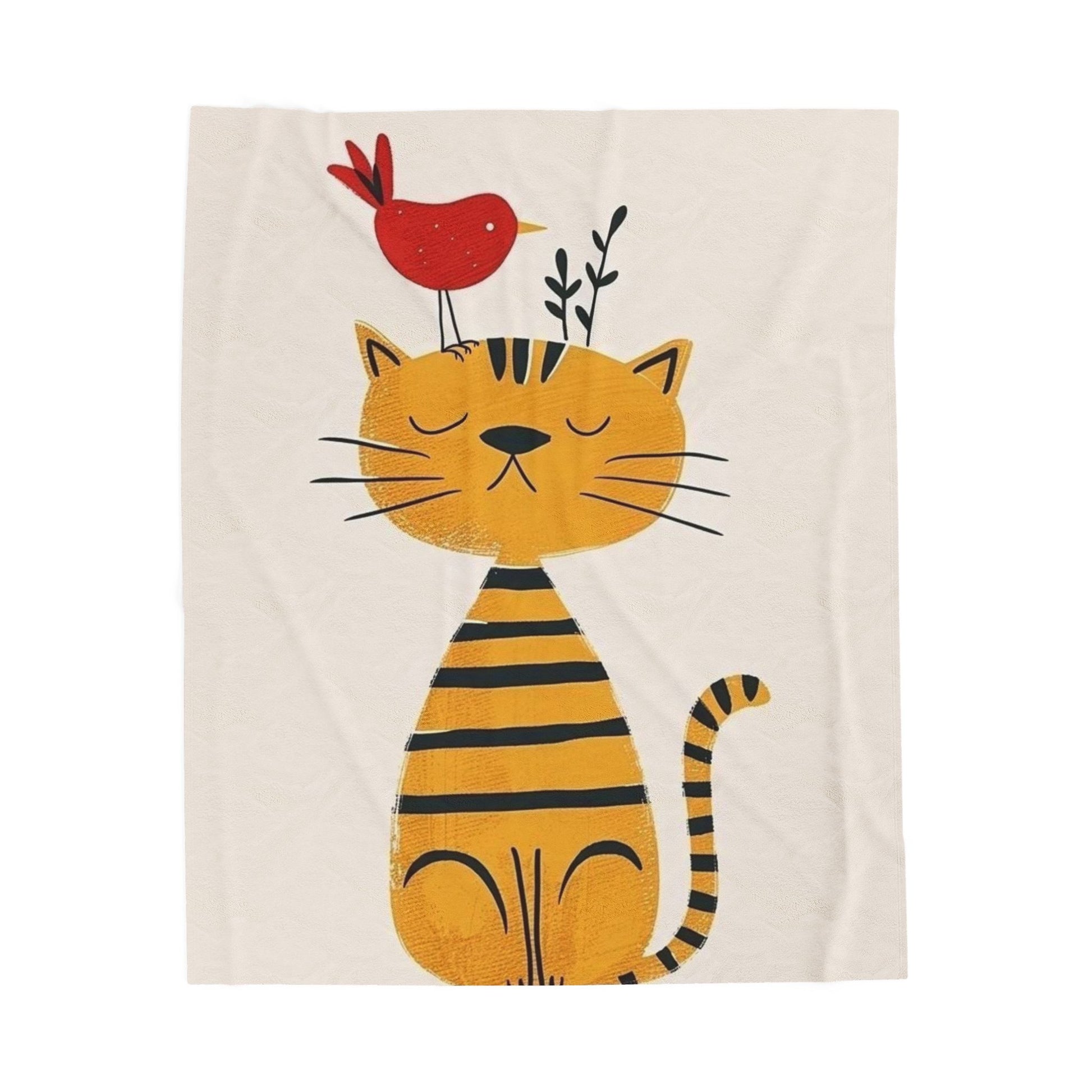 Cozy Velveteen Plush Blanket - Cute Cat Blanket