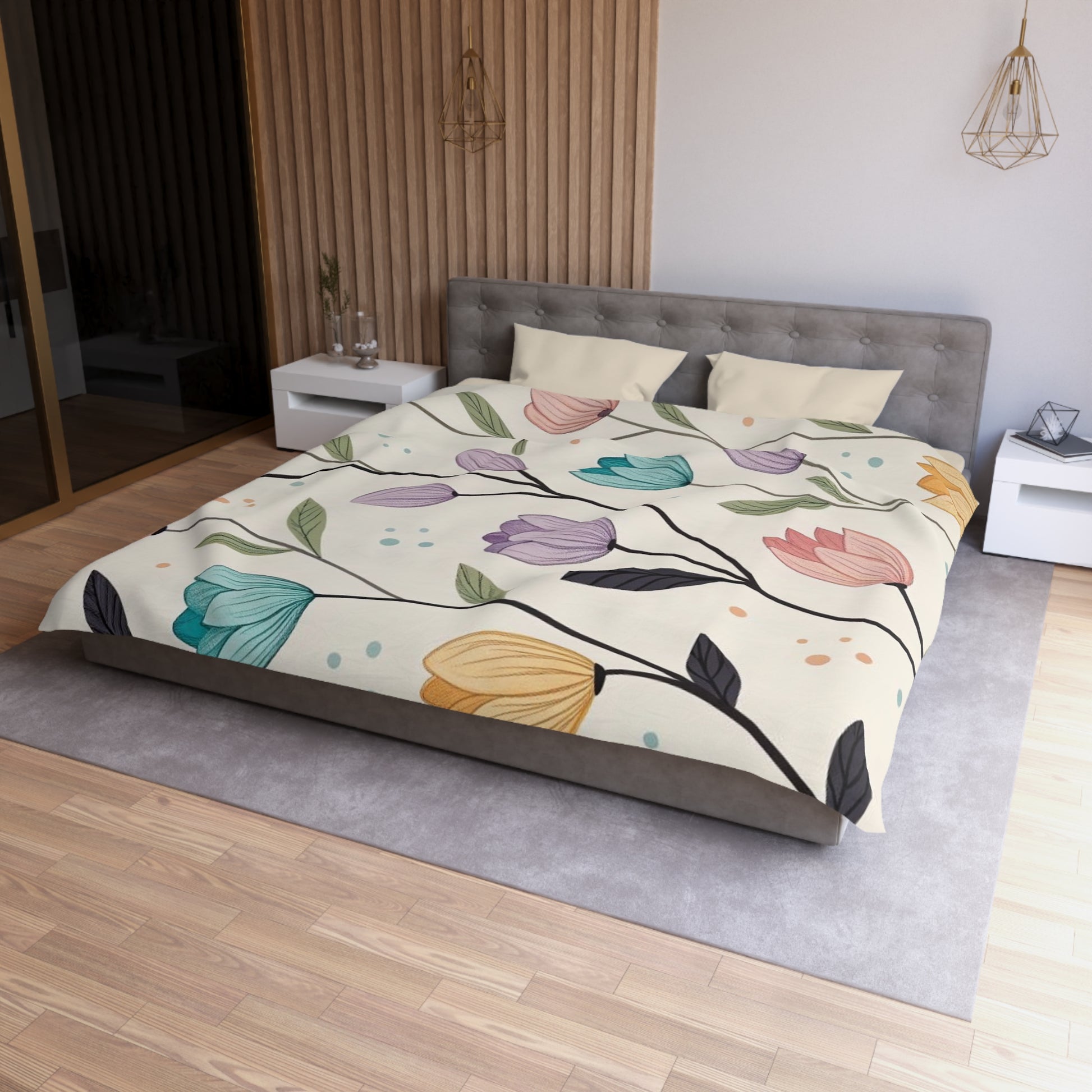 Floral Microfiber Duvet Cover