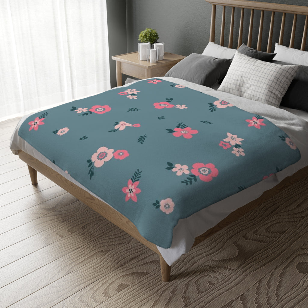 Floral Velveteen Microfiber Blanket – Cozy Home Decor