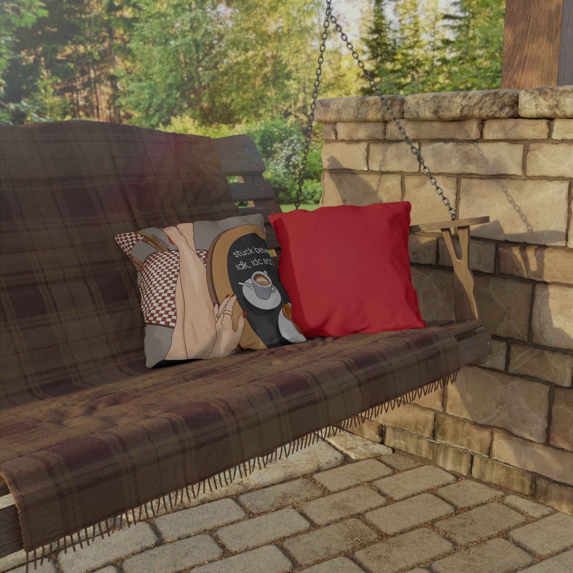 Chic Outdoor Pillows with Fun Quote