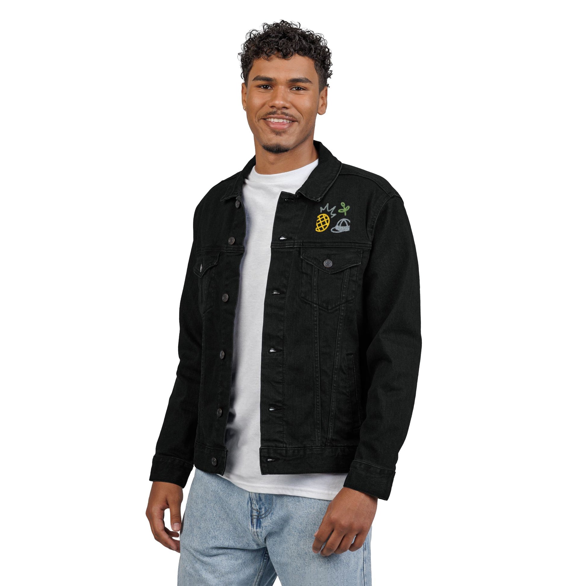 Playful Embroidered Unisex Denim Jacket