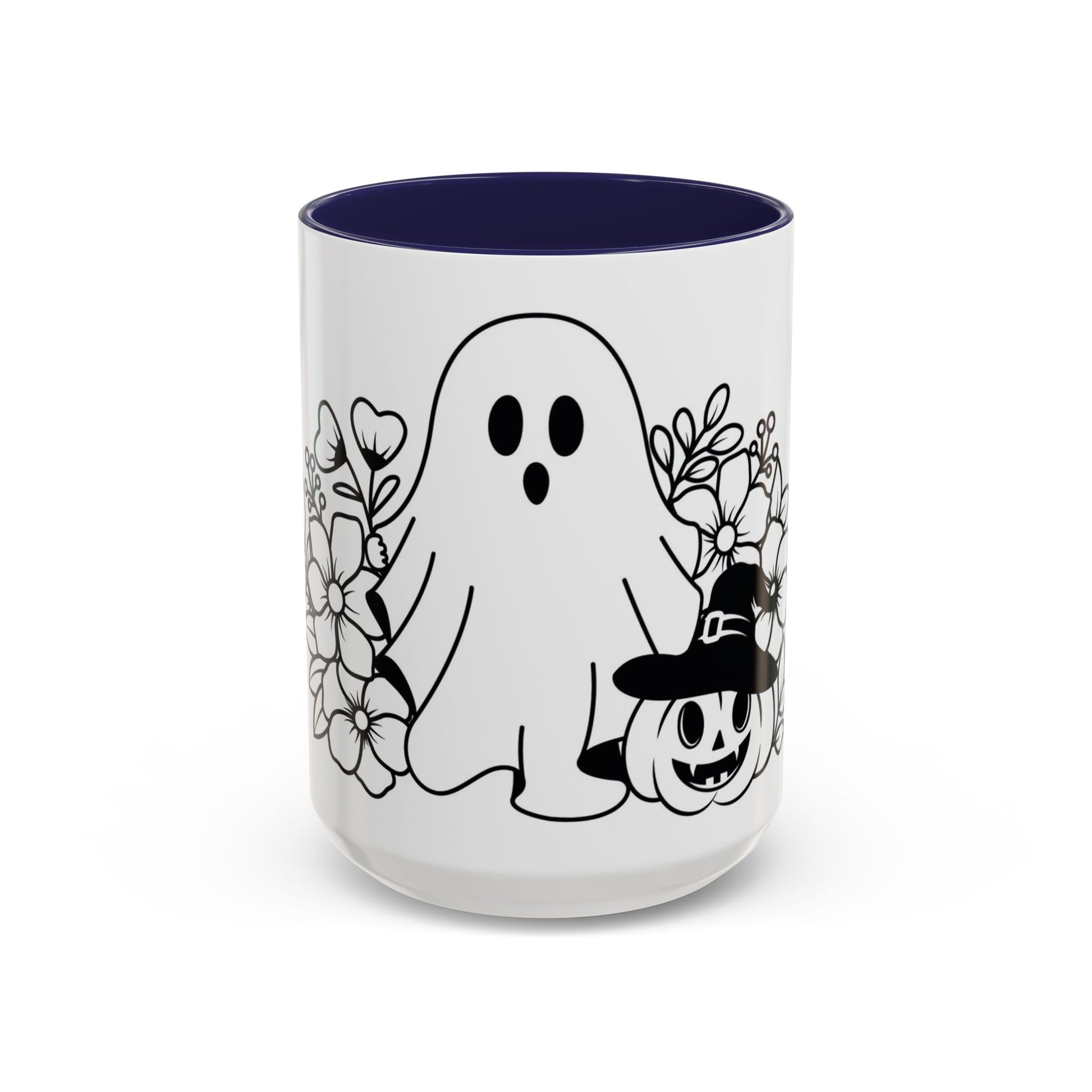Spooky Halloween Coffee Mug - Ghost and Pumpkin Design