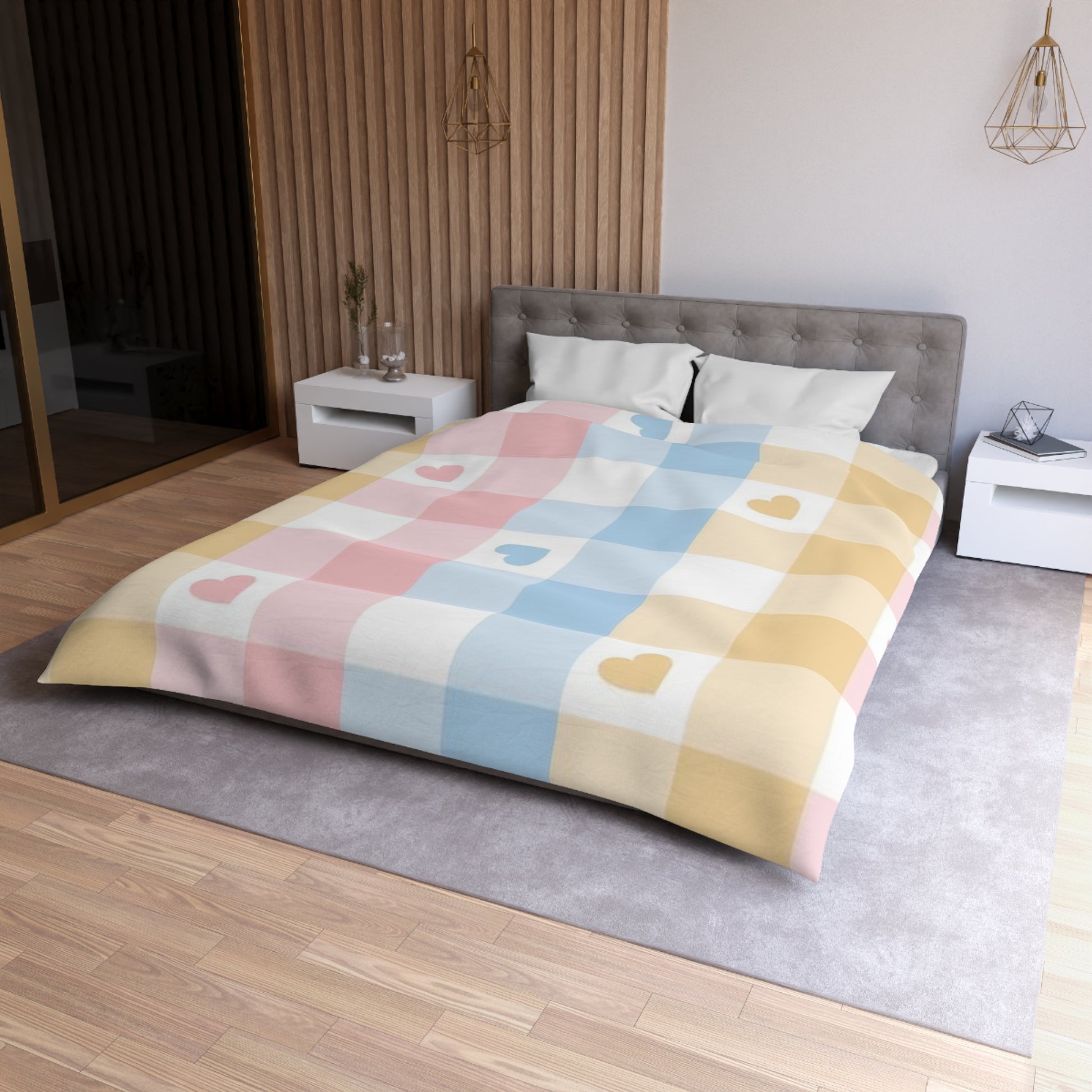 Cozy Heart Plaid Microfiber Duvet Cover