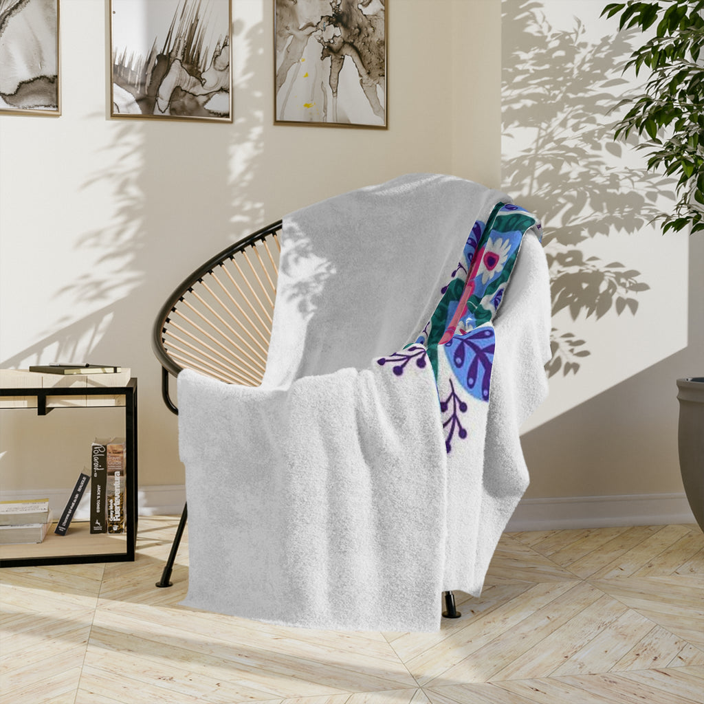 Colorful Floral Velveteen Microfiber Blanket