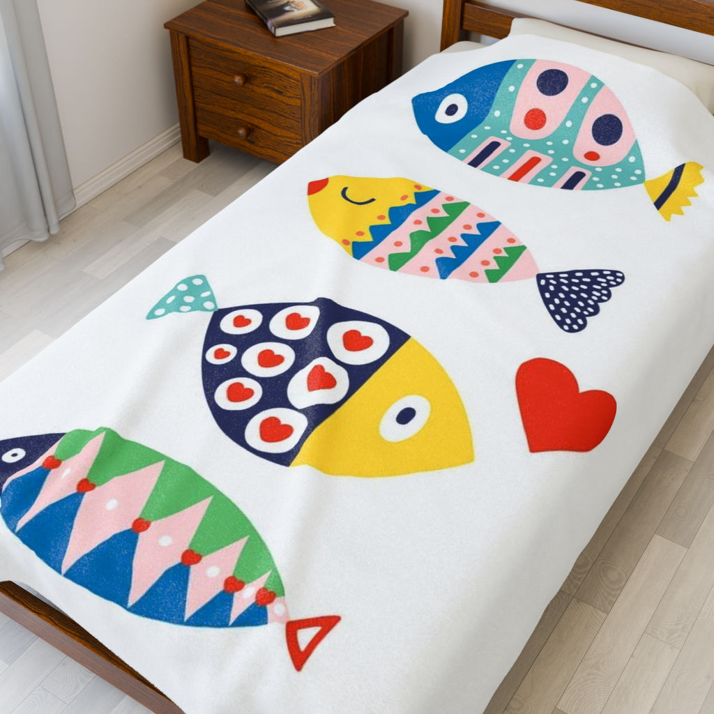Colorful Fish Velveteen Plush Blanket