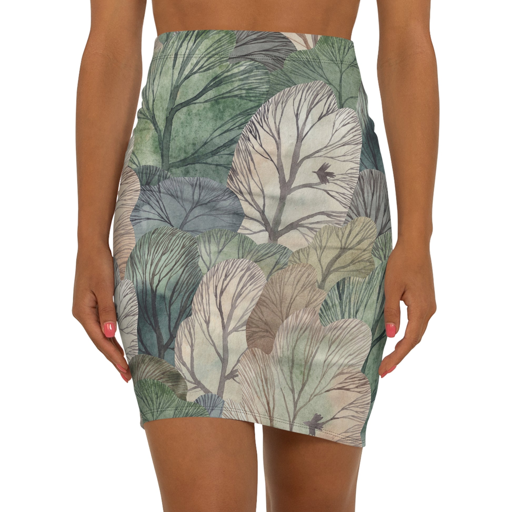 Mid-Waist Floral Pencil Skirt