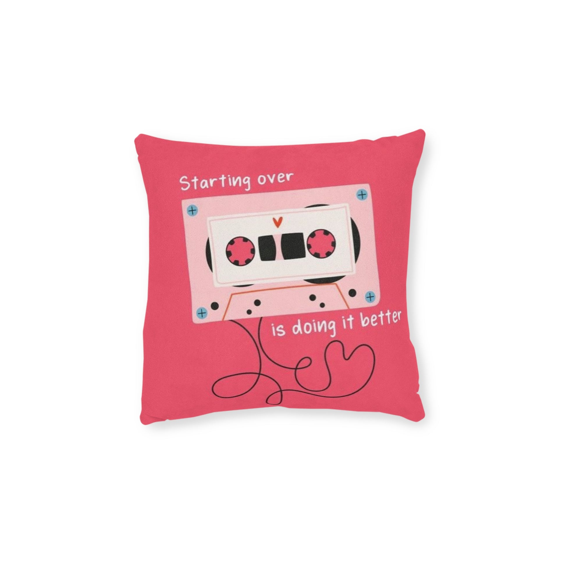 Retro-Inspired Square Pillow with Cassette Design