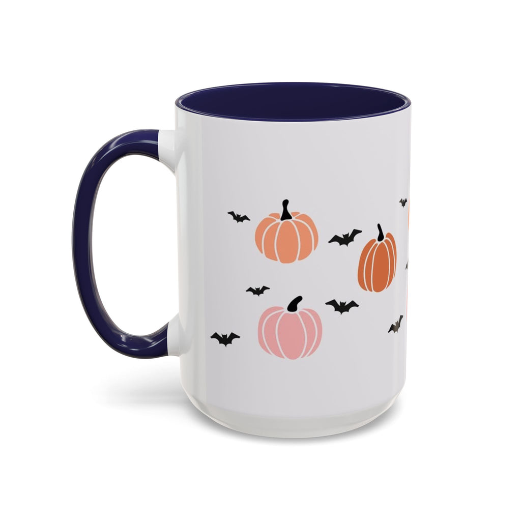 Halloween Accent Coffee Mug with Pumpkins and Bats